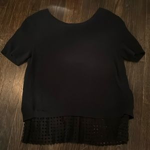 Size Small- Eyelet Black Blouse